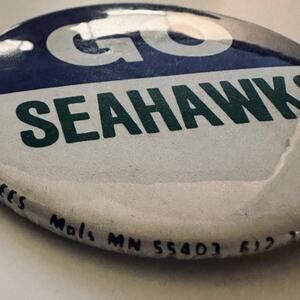 70s Seahawks Football GO SEATTLE Vtg Pinback Button 2.25" RARE PNW RETRO helmet